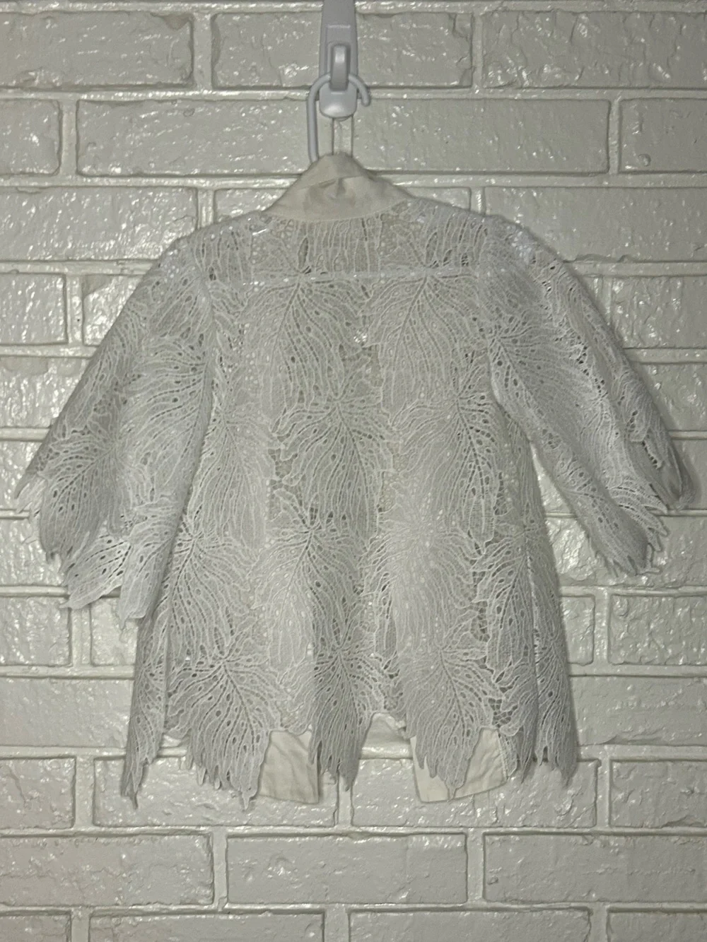 Crochet Lace Open-Front Swim Coverup- White